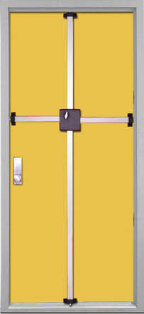 Surface applied multi point lock out swing door