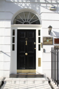 Decorative black residential security door