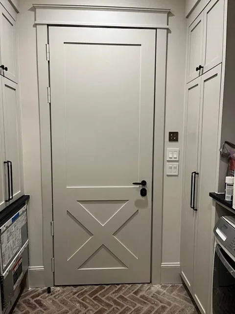 Embassy FE5 safe room security door with decorative panel design