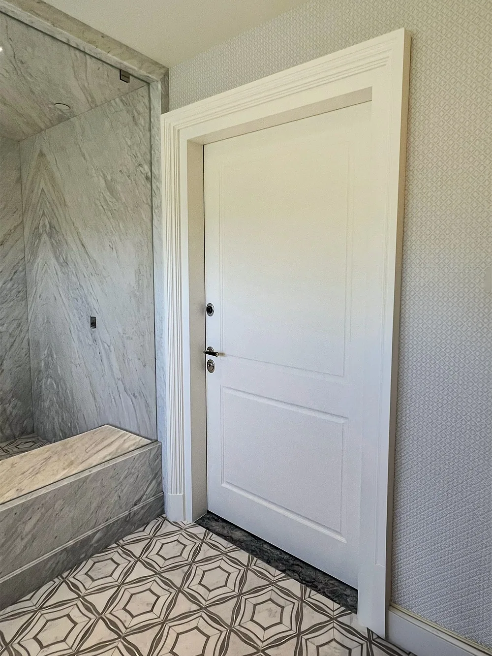 Vault room door designed to blend with the surrounding interior